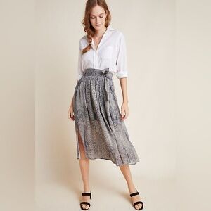 Anthropologie Maeve Annette Snake Print Chiffon Pleated Midi Skirt 2